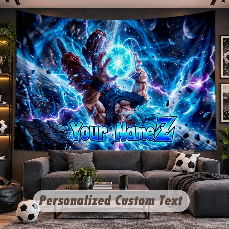 Wall Hanging Tapestry Custom NameDragon Ball Pattern Personalized Printed Fabric Wall Decor
