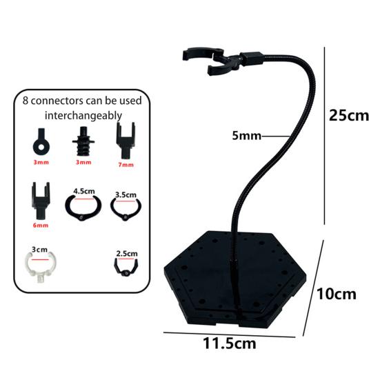 Action Figure Stand with 8 Connectors Square/Hexagonal Base Heavy Duty Plastic Adjustable Anime Figurine Model Display Holder Rack