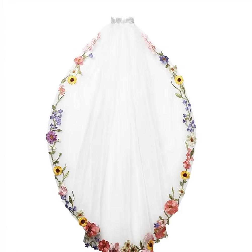 Embroidery Lace Floral Lace Bridal Veil Floral Applique Edge Wedding Veil  Bridal Wear