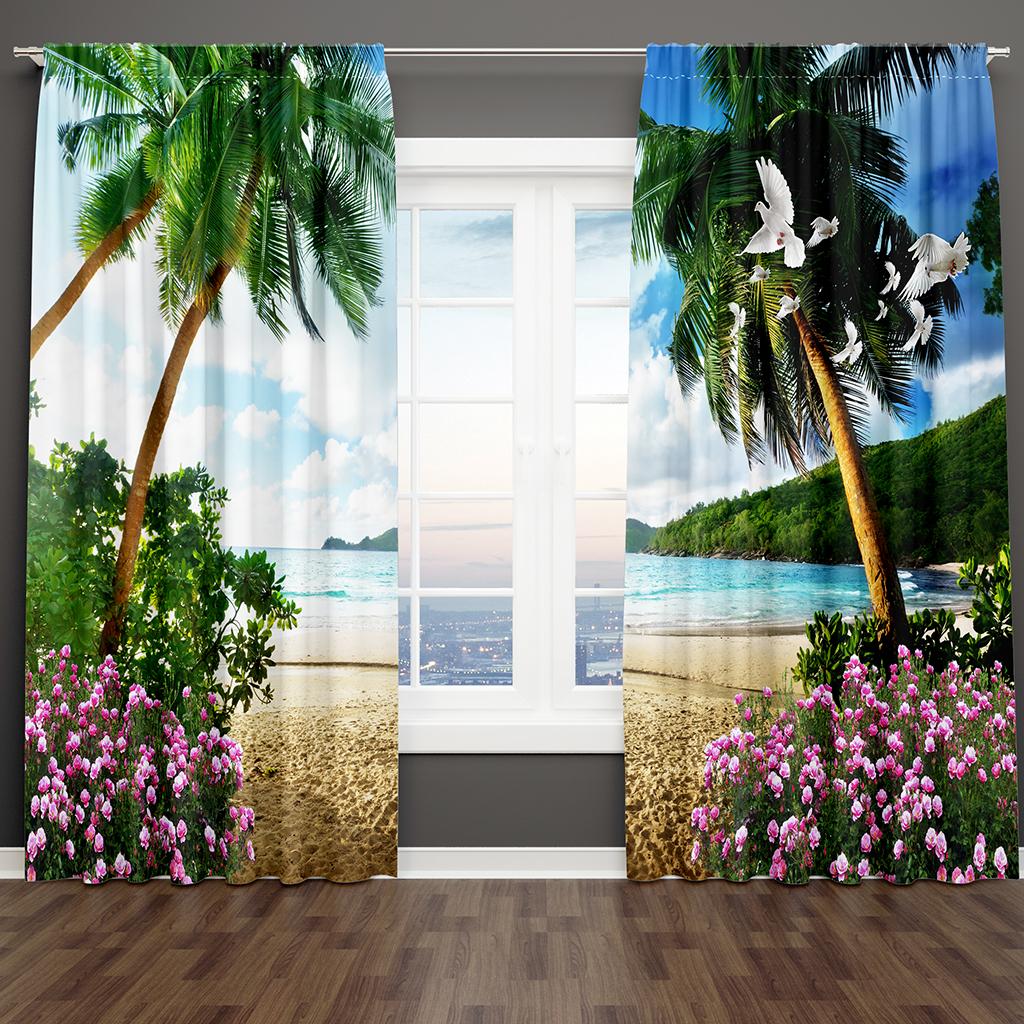 

Лесные плотные шторы, джунгли, дерево, природный пейзаж, оконная занавеска для гостиной, спальни, водопад, левая и правая, двусторонняя, открытая Small W50H60(CM)x2&Grommet Top