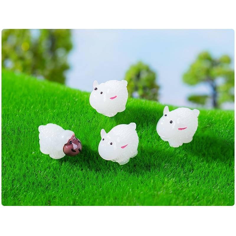 Cute Luminous Sheep Resin Figures For Miniature Garden And Fairy Landscapes