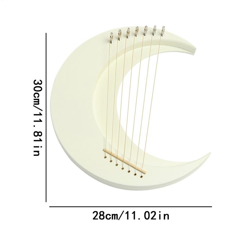 Lyre Harp Musical Instrument Wooden Moon Lyre Harp 7 Strings Lyre Piano Crescent Musical Instrument Portable Harp Instrument
