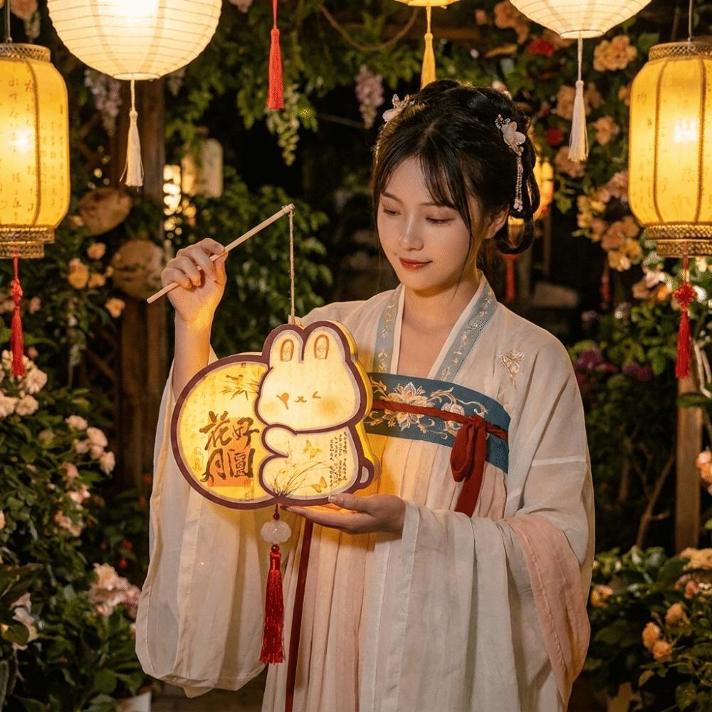 Chinese Style Children's Rabbit Lantern Handmade Bunny Handmade Lamp Mid-Autumn Festival Lamp Gift