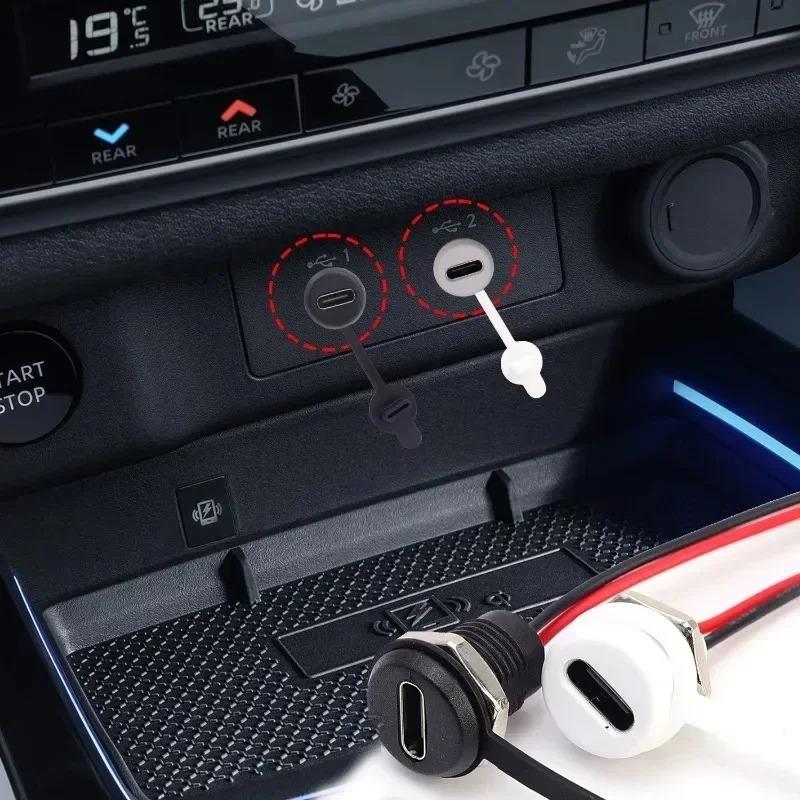 2-Pin Type-C Female Socket Connector Jack Female Charging Port with Snap Type-C Waterproof Female Dock Charger 1/5/10PCS