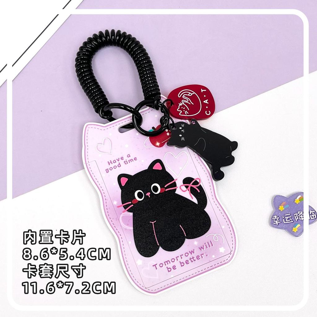 Creative Cat Ear Wave Card Cover Student Campus Cards Case Employee Id Card Holder Sliding Cover ABS ID Holder Bus Card Holder