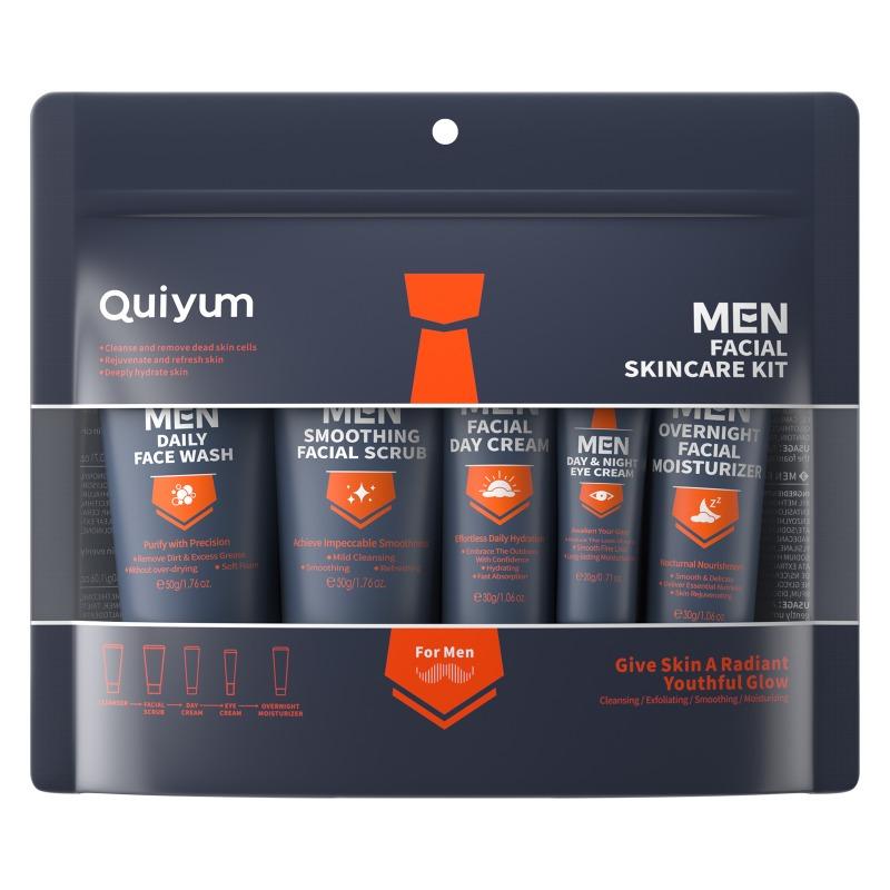 QUIYUM Skin Care set for Men, Cleansing and Moisturizing 5 pcs, Travel size