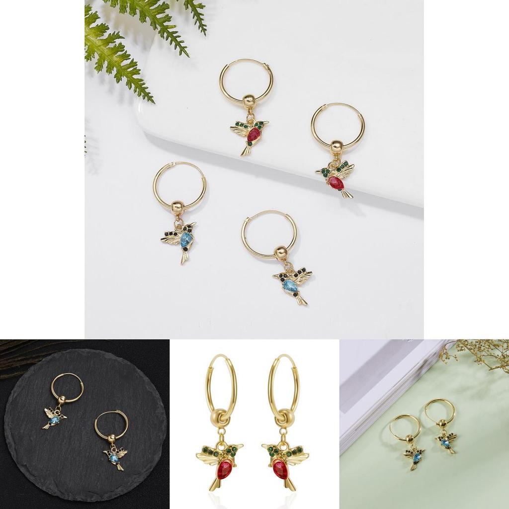 Boucles d'oreilles oiseau Alliage Forage à l'eau Rétro Colibri Créoles Pour Boutiques de cadeaux