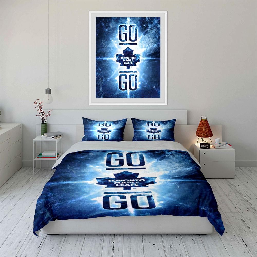 "Toronto Maple Leafs Ice Hockey Design" Print Bedding Set Duvet Cover Pillowcases (1* Duvet Cover 2* Pillowcases Do Not Include Comforter)