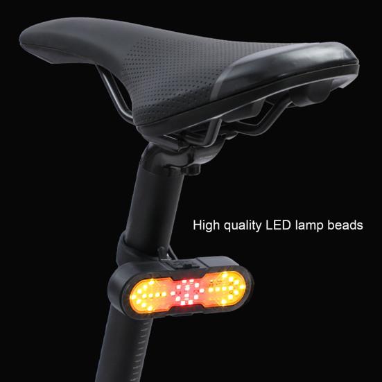 Bicycle Tail Light Waterproof Remote Control Turn Signal Light Type-C Rechargeable MTB Road Mountain Bike Rear Night Riding Bike Safety Warning Lamp