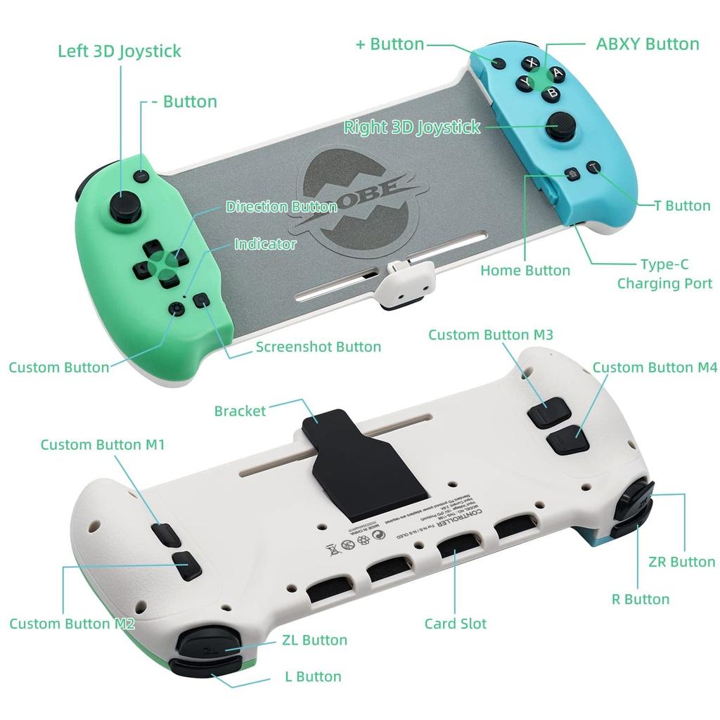 Nintendo Switch OLED Ergonomic Controller Grip with Gravity Induction of Six-Axis Gyroscope, Double Motor Vibration, Kickstand and Game Card Slot