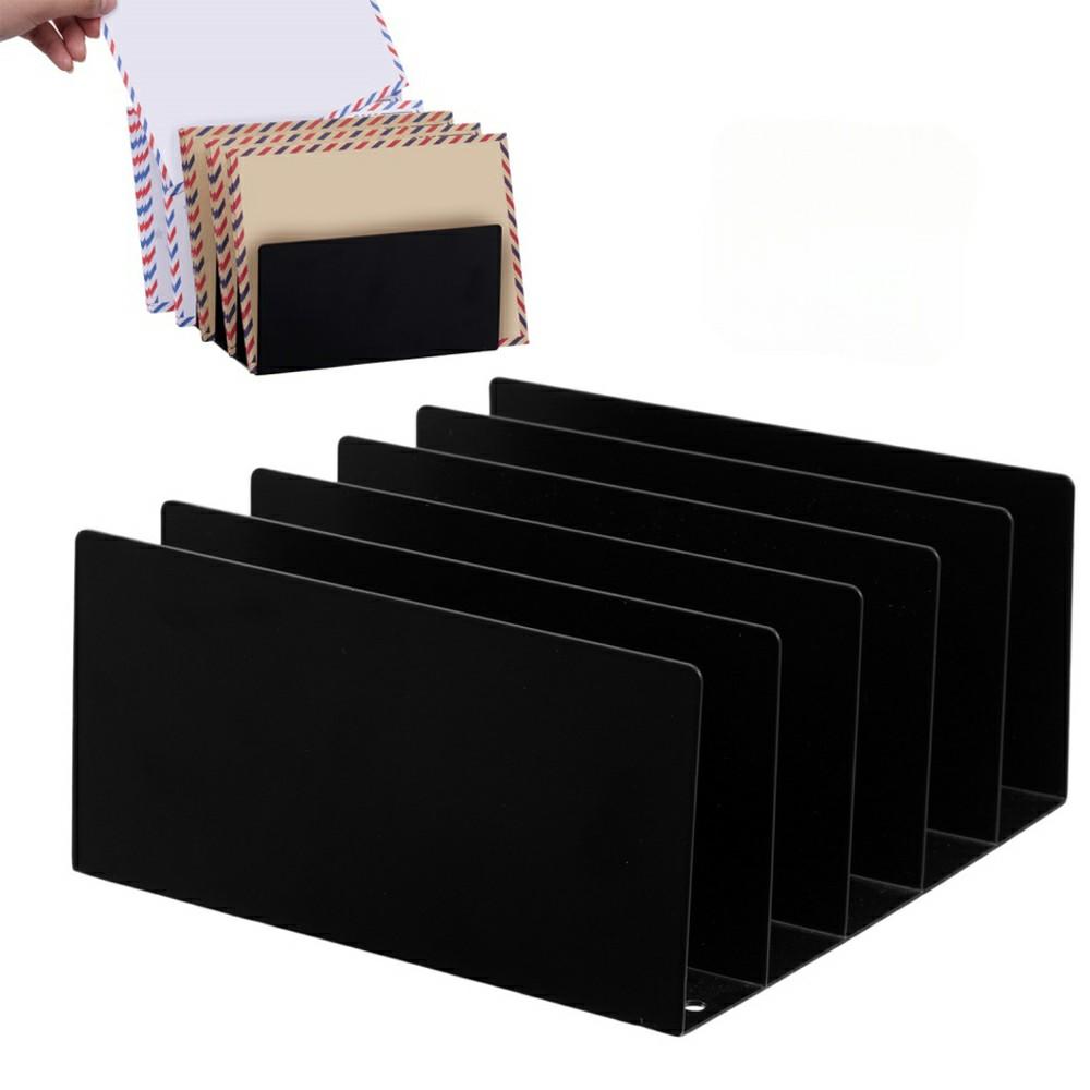 YH017 5 Slots Metal Desk Organizer File Sorter Space Saving Mail Document Storage Rack A
