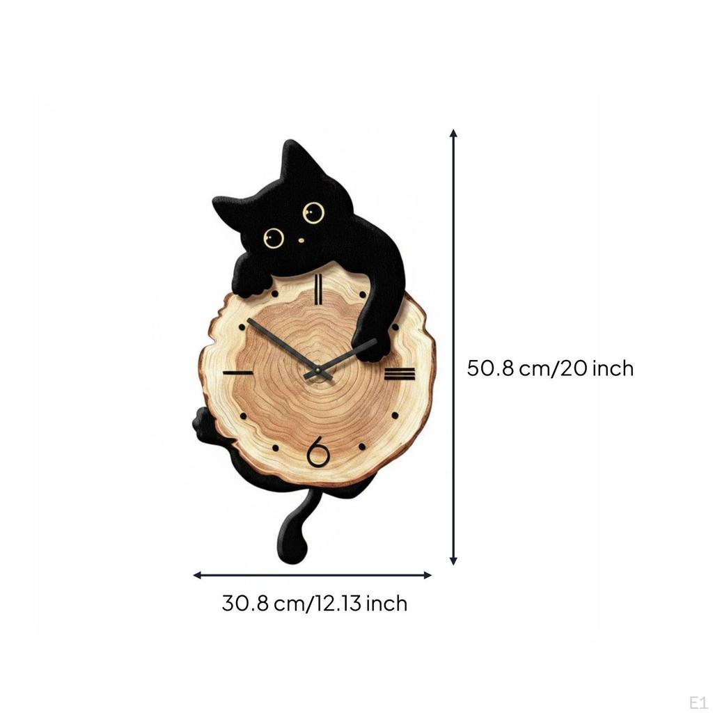 Feline Wall Clock Modern Minimalist Cat Shaped Creative Decor