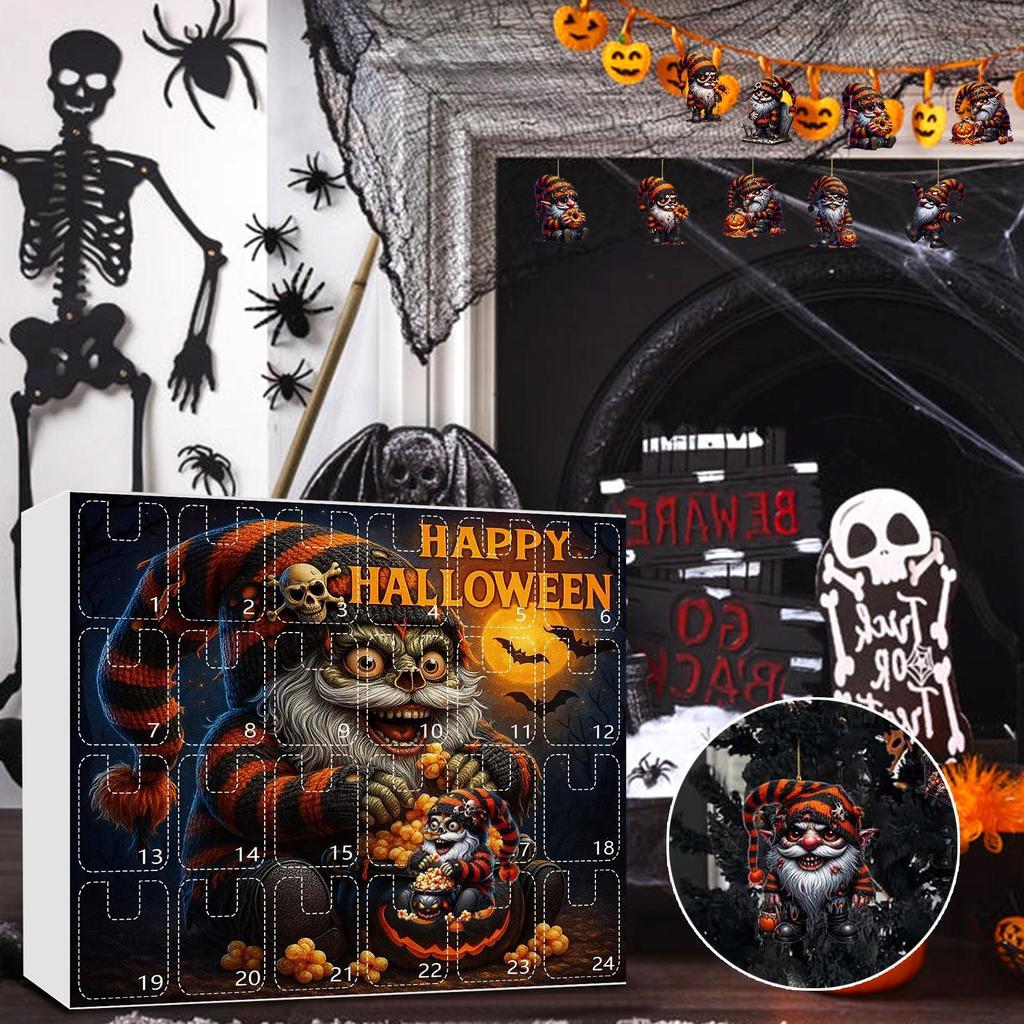 Halloween Gnome Ornaments Acrylic Gnome Christmas Tree Decorations 2D Gothic Dwarf Doll Scary Pendant For Kitchen Fireplace