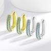 Inlaid Turquoise Colored Zircon Diamond Copper Earrings Ear Clasp Ear Jewelry
