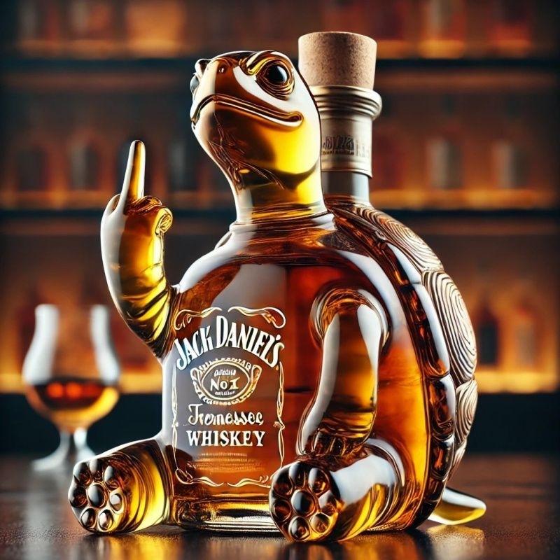 Kreative niedliche Tier Whiskeyflasche Schildkröte vertikale Mittelfinger-Geste Hochborosilikatglasflasche glatte Oberfläche Ornament