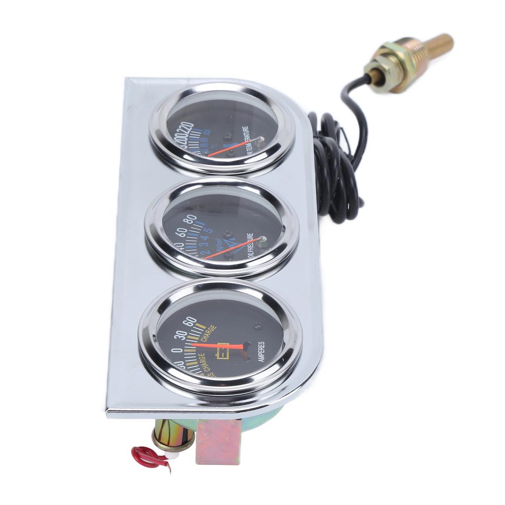 Zestaw 3 wskaźników 52 mmw?Miernik ciśnienia oleju i temperatury wody 1 AMP do pojazdów 12V