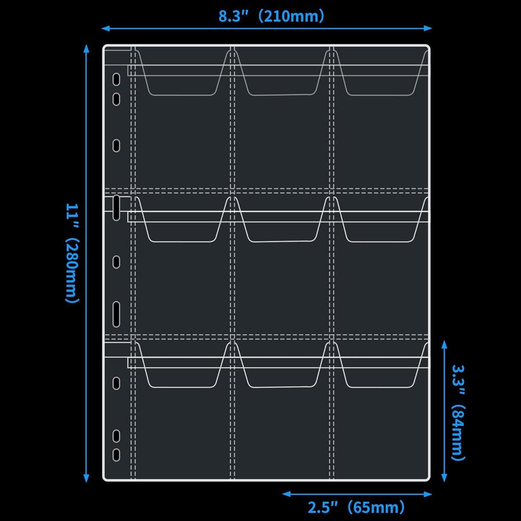 10pcs 6/9-hole Coin Collection Album Inner Pages Loose-leaf Cores PVC Material for Block Dust Fingerprints Display Collection