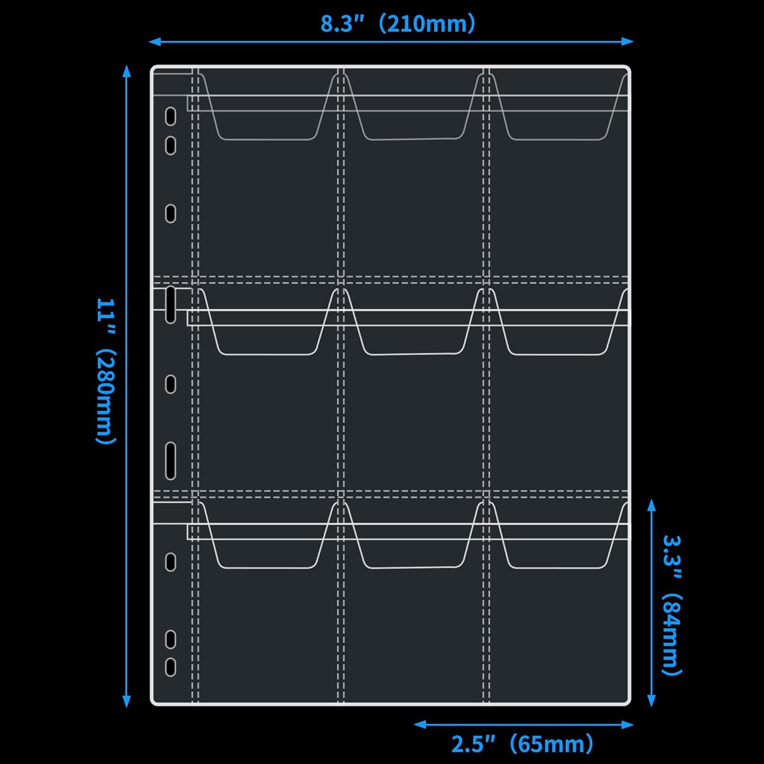 

10 шт. 6/9-дырочные внутренние листы для альбома для монет, сменные листы, материал ПВХ, для защиты от пыли, отпечатков пальцев, для демонстрации коллекции