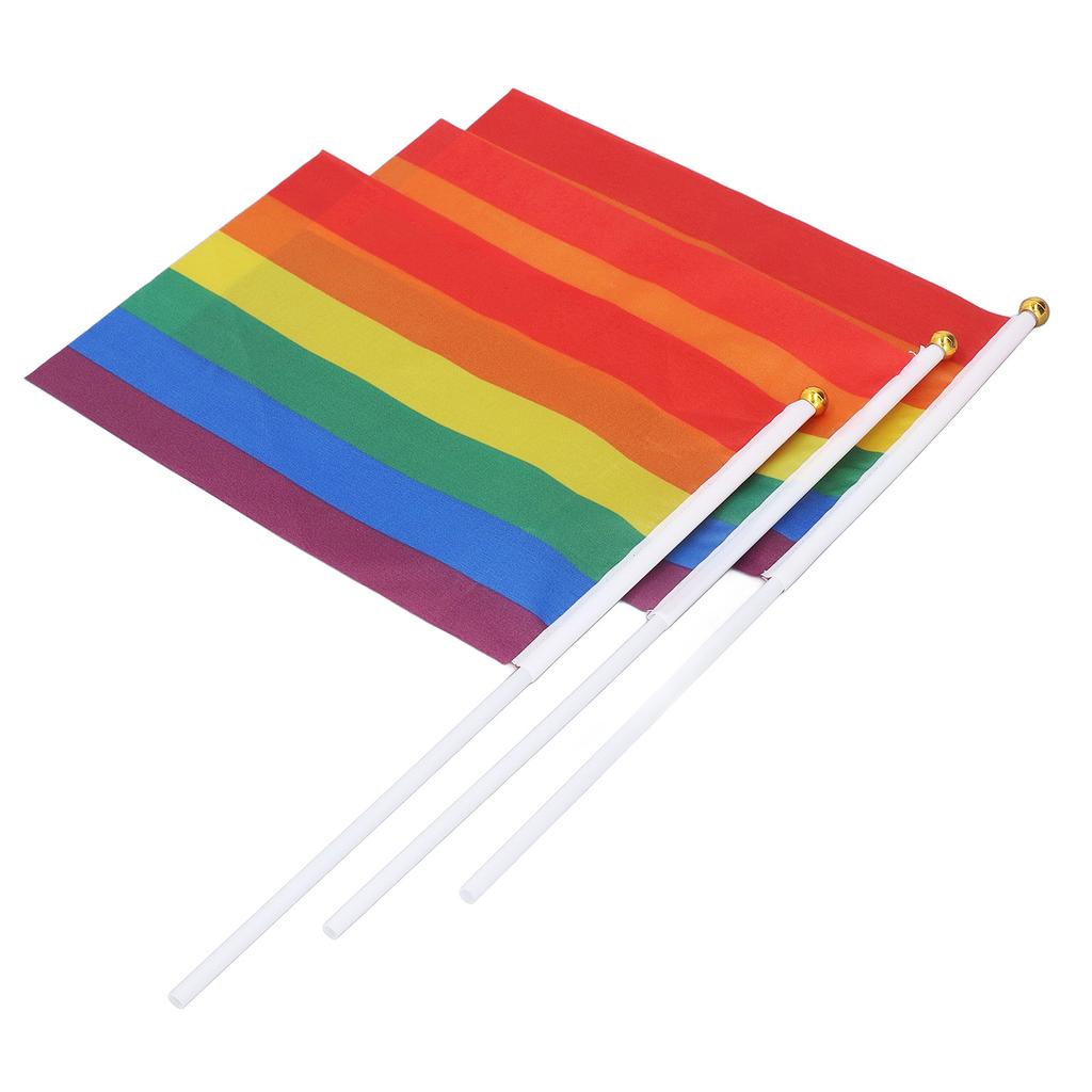 24Sets Mini Pride Flags Color Lasting Small Lightweight Gay Pride Flags for Festival Party Holiday Parading Decorations