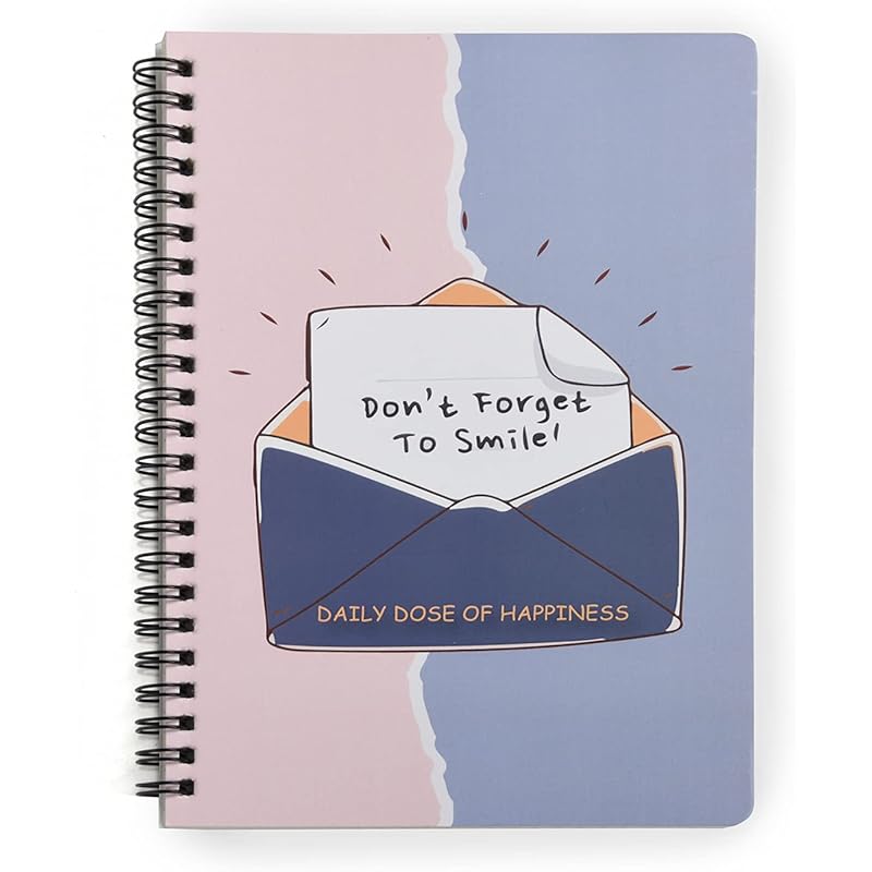 Papboo A5 Handy, Easy to Carry,DonT Forget to Smile Spiral Wiro Notebook : 100 GSM Natural Shade Paper, Dot Grid, 120 Pa