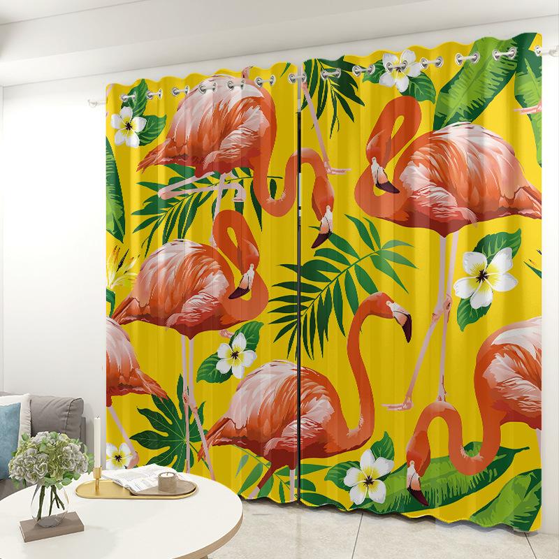 Flamingo Gardinenstoff Schlafzimmer Wohnzimmer Balkon Verdunkelungsvorhang Büro Hotel Isolationsvorhang