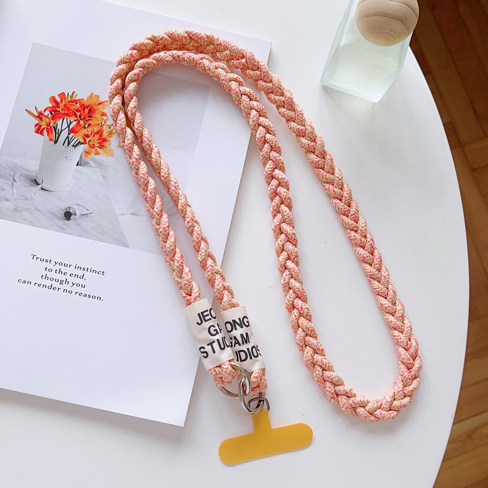 Three-Strand Braided Long Lanyard Crossbody for Phone Universal Colorful Hanging Rope Anti-Lost Strap for Mobile Cell Phone