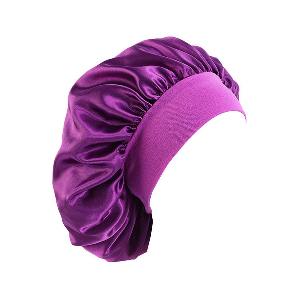Large Brim Nightcap Sleeping Hat Satin Bonnet Wide Band Silk Sleep Cap Bathing Shower Caps for Women Curly Hair