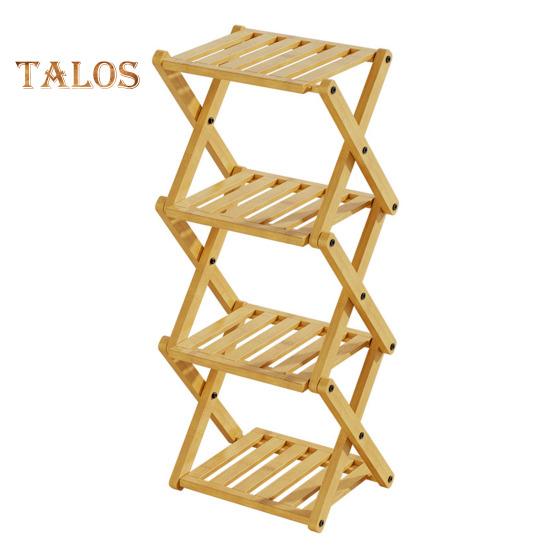 

Складная подставка для растений, 4-уровневая бамбуковая полка для растений, полка для обуви, Х-образная конструкция, подставка для растений для прихожей, балкона, гостиной