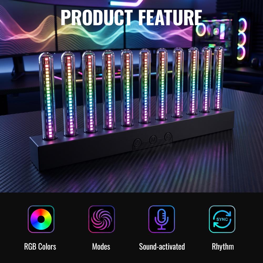 Wizualizator Spektrum Audio LED Pasek Reaguje na Każdy Bit w Czasie Rzeczywistym Wielokolorowe Światło Muzyczne do Samochodu Studio Biurko