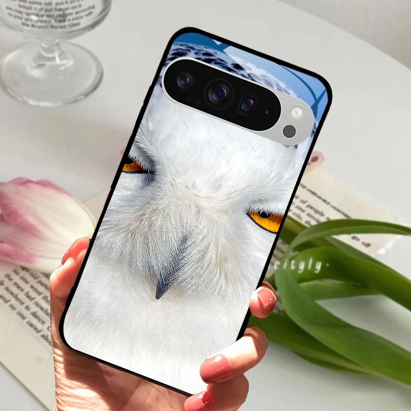 For Google Pixel 9 Pro XL Case Pixel9 Cute Animal Tempered Glass Phone Cover For GOOGLE PIXEL 9A Glass Protective Fundas Cases