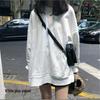 2025 Autumn Women's Korean Style Thin Long Sleeve Hoodie - Solid Color, Versatile, Mid-Length, Loose Fit.