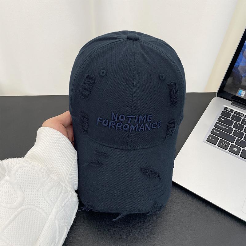 Vintage Ripped Letter Embroidered Baseball Cap Children's Summer Versatile Face Peaked Cap Wide Brim Soft Top Sun Hat