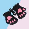 Winter Fingerless Gloves Fluffy Bear for Cat Paw Claw Half Finger Mitten Hand Wa