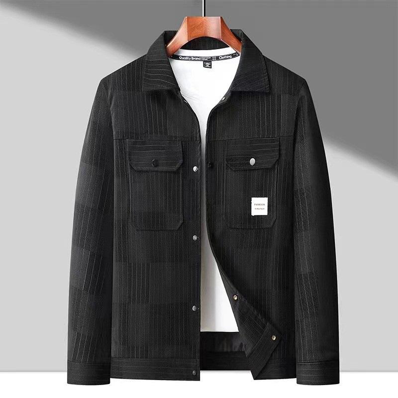 Herren Kunstleder Sterne Patches Denim Lederjacke Streetwear Streifen Schlank Oberbekleidung