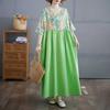 Cotton and Linen Summer Patchwork Retro Style Dress Long Skirt