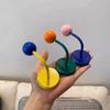 1PC Magnetic Hook  Colored Wooden Ball Contrast Metal Punch Free No Trace Refrigerator Decorative Storage Hook