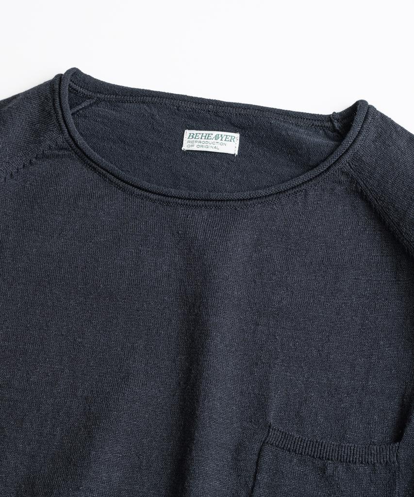 Bihebieo European Flax™ Linen Roll Neck 1/2 Knit Ink Navy