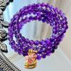 6mm Old Material Royal Purple Natural Amethyst Multi-circle Pink Pony Design Bracelet