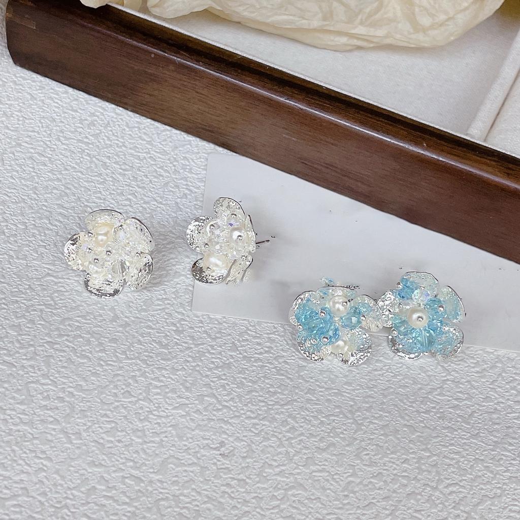 Silver Needle Freshwater Pearl Flower Earrings Korean Small Fresh Temperament Earrings Fashion Versatile Premium Earrings
