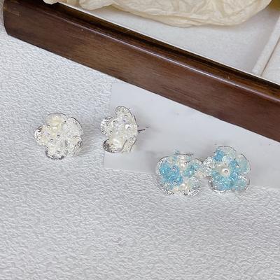 Silver Needle Freshwater Pearl Flower Earrings Korean Small Fresh Temperament Earrings Fashion Versatile Premium Earrings