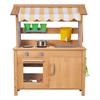 Mud Kitchen, Outdoor Mud Kitchen for Kids, Wood Outdoor Play Kitchens with Spoons, Sink, Tank, Sunshade Canopy, Shovels, Cookware Pots and