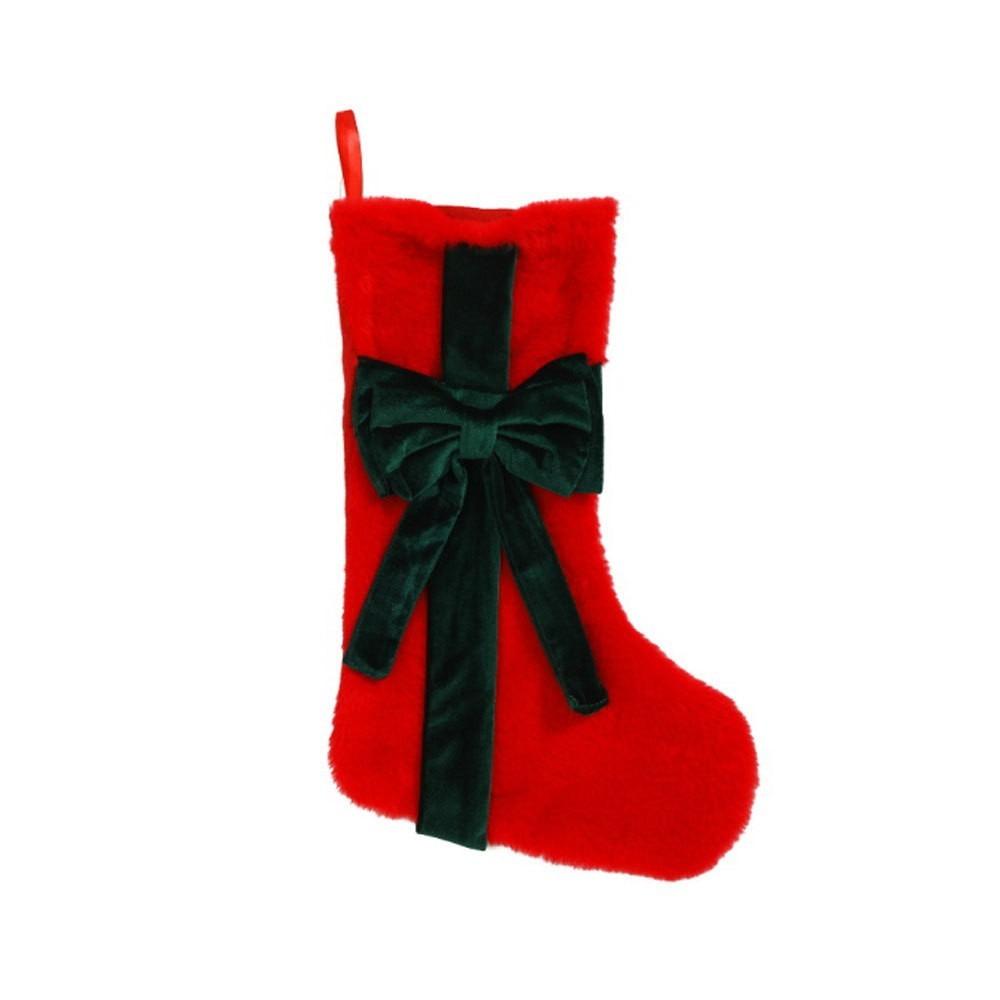 

Cartoon Christmas Gift Bag With Bow Christmas Present Bag Plush Christmas Stocking Mall Style B