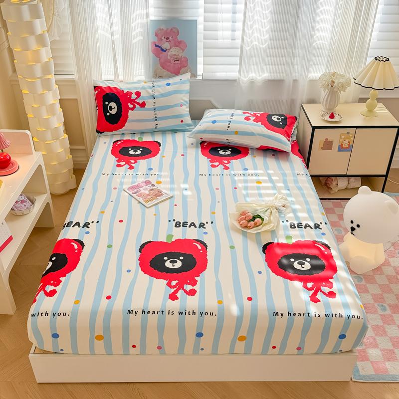 Pure Cotton Fitted Sheet Single/Queen Size Bed Cover Skin-friendly Bedsheets Home Bed Linen Couvre Lit (No Pillowcase)