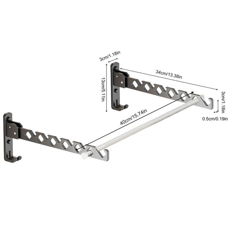 Folding Clothes Hanger Wall Mount Foldable Clothes Rack Hanger Strong Load Bearing Rustproof Punch Free Coat Hook For Laundry