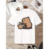 Kids Crewneck Short Sleeve T-Shirt, Big & Small Capybara Double Sided Print Fashion Casual Kids Summer Tops