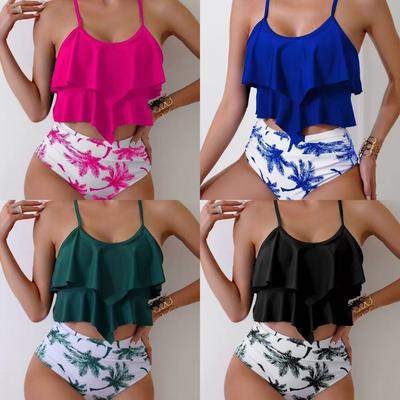 Bikini Grafico Estivo alla Moda da Donna Set Canotta Costume da Bagno Casual per le Vacanze S-6XL