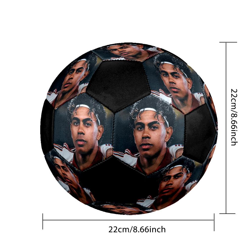 Ballon de Football en Salle Lamine Yamal Coloré Cousu à la Machine PVC Taille 5 Prêt pour l'Entraînement d'Équipe et la Compétition Durable Haut Rebond Cadeau Sportif Cool
