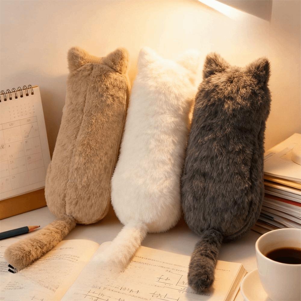 Soft Fluffy Pencil Case Kawaii Animal Stationery Bag Portable Cat Plush Pencil Bag  Office Supplies