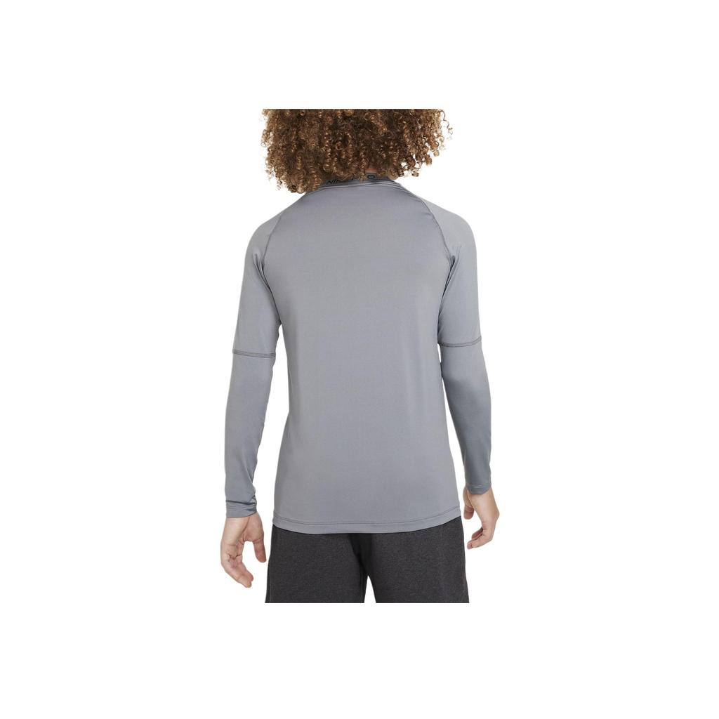 Nike Long Sleeve Top Logo Print Round Neck Kids Tops Smoke-Gray FJ6822-084