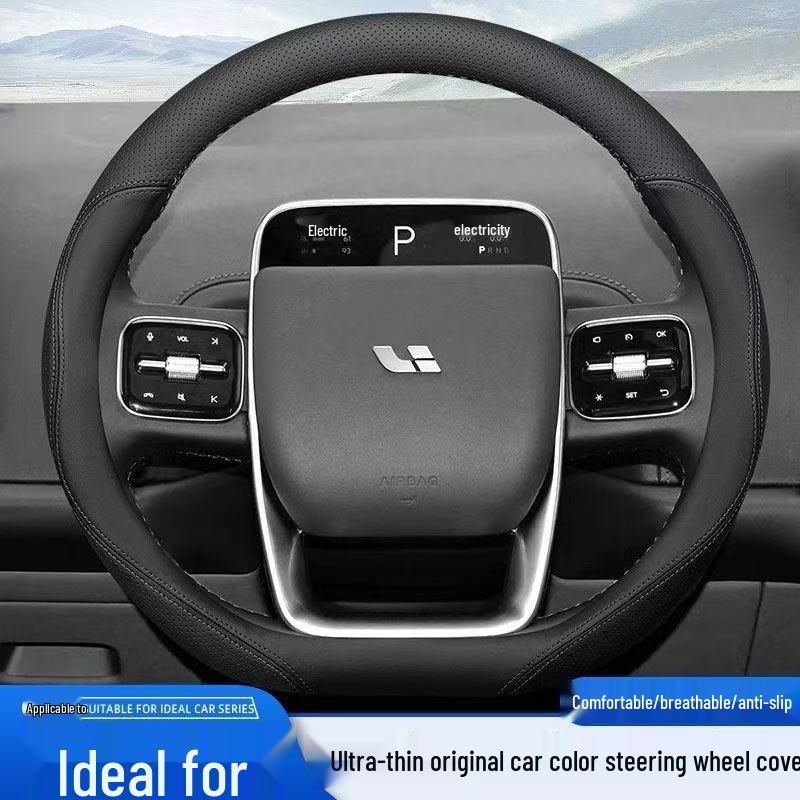 Ideal L6-L9 Steering Wheel Cover: Anti-Slip, Lightweight Nappa Leather, All-Season.